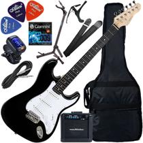 Kit Guitarra Elétrica Stratocaster Giannini G100 BK/WH Preto Gx03