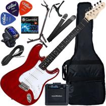 Kit Guitarra Elétrica Stratocaster Giannini G100 TRD/WH Vermelha Gx03