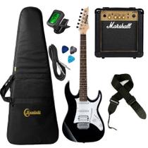 Kit Guitarra GRX 40 HSS Ibanez Gio c/ Bag Luxo, Afinador, Cabo, Correia, Palhetas e Amplificador Marshall
