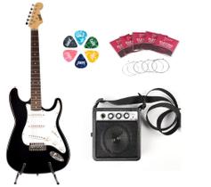 Kit Guitarra Land Preta L-G1+Cubo+Encordoamento+Palheta