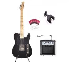 Kit guitarra land teletocaster l-t1 bk/e + cubo + acessórios