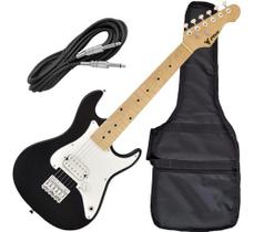 Kit Guitarra Phx Infantil Profissional Strato Phoenix Junior Preta