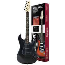 Kit Guitarra Rockwave RW50 Preta Stratocaster +Mini Amp + Acessórios