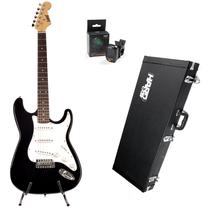 Kit guitarra startocaster land l-g1 bk+case+afinador