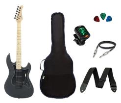 Kit Guitarra Strato Strinberg STS100 +Afinador + Capa + Correia + Cabo + Palhetas PRETA FOSCA