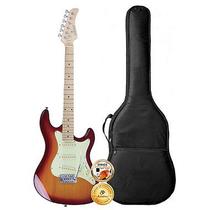 Kit Guitarra Stratocaster Strinberg Cherry Sunburst Com Capa