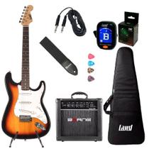 Kit guitarra stratocaster sunburst-capa-correia-cubog30-afinador