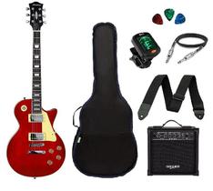 Kit Guitarra Strinberg Les Paul LPS230 + Amplificador + Afinador Digital + Acessórios Vermelha