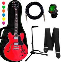 Kit Guitarra Strinberg Semi-Acústica Shs300 RD HH + Semi-Case + Acess