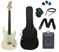 Kit Guitarra Tagima TG500 Strato Branca com Caixa Amplificada Kit Guitarra Tagima TG500 Strato Branca com Caixa Amplificada