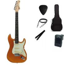 Kit Guitarra Tagima TG500 Strato Metallic Gold Yellow