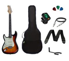 Kit Guitarra Tagima TG500 Strato Sunburst Para Canhoto