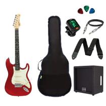 Kit Guitarra Tagima TG500 Strato Vermelha c/ Caixa Amplificada