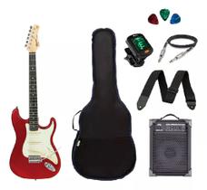 Kit Guitarra Tagima TG500 Strato Vermelha c/ Caixa Amplificada