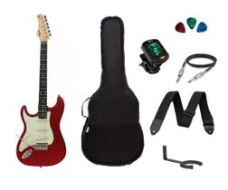 Kit Guitarra Tagima TG500 Strato Vermelha Canhota