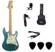 kit Guitarra Tagima TG530 Strato Azul Capa/ Afinador/ Correia/ Cabo/ 3 Palhetas