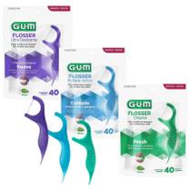 Kit GUM Flossers Roxo Verde e Azul 120 unidades