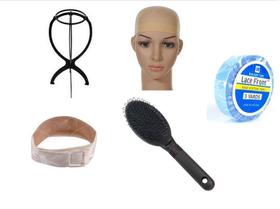 Kit Hair Grip + Suporte + Wig Cap + Escova + Fita Azul Lace Kit Hair Grip + Suporte + Wig Cap + Escova + Fita Azul Lace