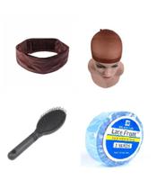 Kit Hair Grip + Wig Cap + Escova + Fita Azul Lace Front 3Mt