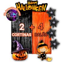 Kit: HALLOWEEN 2 Cortinas Metalizada + 4 Balões Estrelas, Decoração, Festa, Aniversário, Adereços, Festival, Comemorção Kit: HALLOWEEN 2 Cortinas Metalizada + 4 Balões Estrelas, Decoração, Festa, Aniversário, Adereços, Festival, Comemorção