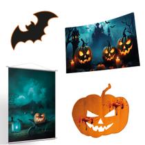 Kit Halloween banner, lona, mobile para festas