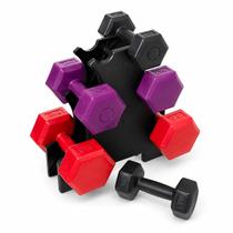 Kit Halter 12kg 3 Pares De Halteres de 1 Kg A 3 Kg Com Suporte Treino e Musculação Em Casa - FITTVIVA