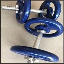 Kit halter 20kg anilhas pintadas com barras maciças cromadas