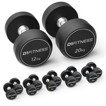 Kit Halter Dumbbell Rubber Elite em pares de 12, 14, 16, 18 e 20kg Academia