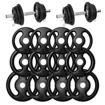 Kit Halteres 24Kg em Anilhas de Ferro com Barras de 40cm