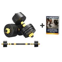Kit Halteres 3 em 1 Ajustável até 40kg Musculação + E-book