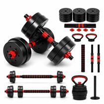 Kit Halteres 6 em 1 Musculação 20kg Ajustável Kettlebell Barra Anilhas MKFIT Kit Halteres 6 em 1 Musculação 20kg Ajustável Kettlebell Barra Anilhas MKFIT