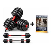 Kit Halteres 6 em 1 Musculação Peso Ajustável Até 40kg + E-book Treino em Casa Kit Halteres 6 em 1 Musculação Peso Ajustável Até 40kg + E-book Treino em Casa