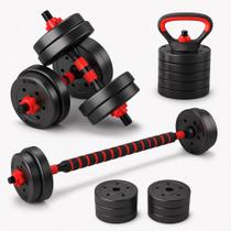 Kit Halteres 6 Em 1 Peso Musculacao Ate 20kg Ajustavel Halter, Anilha Cor Preto-vermelho Kit Halteres 6 Em 1 Peso Musculacao Ate 20kg Ajustavel Halter, Anilha Cor Preto-vermelho