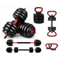 Kit Halteres 6 Em 1 Peso Musculação Até 40kg Ajustável Preto