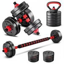 Kit Halteres Ajustáveis 20kg 6 em 1 com Barras Anilhas e Kettlebell para Treino Prático Consport Kit Halteres Ajustáveis 20kg 6 em 1 com Barras Anilhas e Kettlebell para Treino Prático Consport