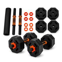 Kit Halteres Ajustáveis 20kg Barras Anilhas Academia Musculação Consport Preto e Laranja Kit Halteres Ajustáveis 20kg Barras Anilhas Academia Musculação Consport Preto e Laranja
