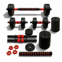 Kit Halteres Ajustáveis 6 em 1 com Barra e Anilhas Treino em Casa Peso 30kg Consport Kit Halteres Ajustáveis 6 em 1 com Barra e Anilhas Treino em Casa Peso 30kg Consport