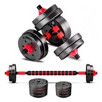 Kit Halteres Anilhas Ajustáveis Barra Reta Academia 15kg MKFIT