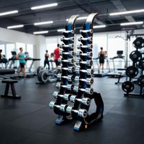 Kit Halteres Cromados Rack Organizador Academia LuminaFIT