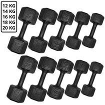 Kit Halteres Dumbell Sextavado Pares de 12 ao 20Kg