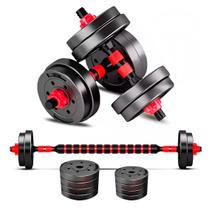 Kit Halteres E Anilhas Ajustáveis, Barra Reta, Academia 15kg Mkfit Kit Halteres E Anilhas Ajustáveis, Barra Reta, Academia 15kg Mkfit