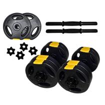 Kit Halteres Musculação Ajustável com Barra até 50kg Bonafit