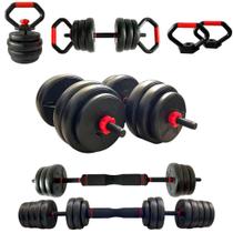 Kit Halteres Musculação Kettlebell 6 Em 1 Peso 40Kg Odin Fit