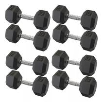 Kit Halteres Sextavado Emborrachado pares 10 a 20kg Kit Halteres Sextavado Emborrachado pares 10 a 20kg