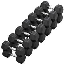 Kit Halteres Sextavado Emborrachado pares 10 a 25kg Kit Halteres Sextavado Emborrachado pares 10 a 25kg