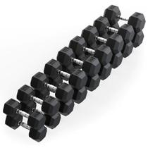 Kit Halteres Sextavado Emborrachado pares 10 a 30kg Kit Halteres Sextavado Emborrachado pares 10 a 30kg
