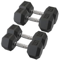 Kit Halteres Sextavado Emborrachado Pares 15kg e 17,5kg