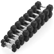 Kit Halteres Sextavado Emborrachado pares 2 a 10 kg