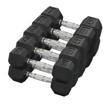 Kit Halteres Sextavado Emborrachado pares 4/6/8/10 e 12,5 kg