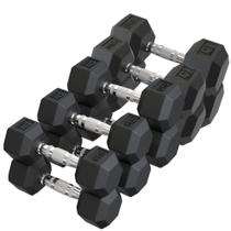 Kit Halteres Sextavado Emborrachado Pares 6kg/8kg/10kg/12,5kg e 15kg